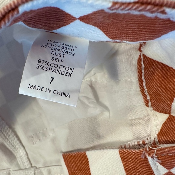 Checkered Pitstop Denim Shorts - Rust Size 7 - Picture 5 of 6